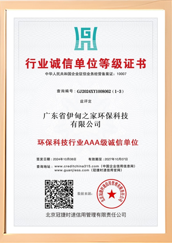 行业诚信单位等级证书