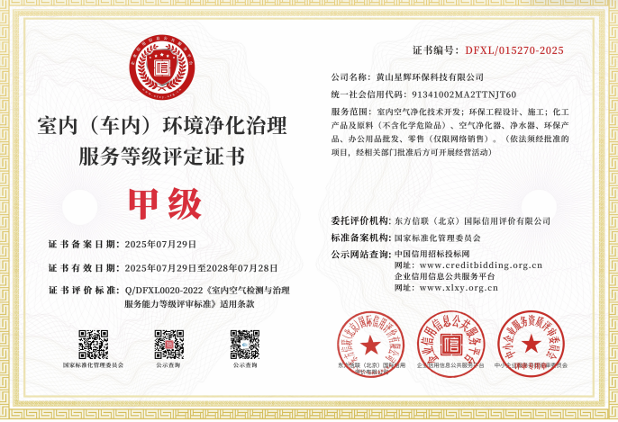 服务等级评定证书